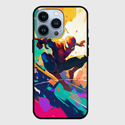 Чехол для iPhone 13 Pro Человек-паук на ярком фоне, цвет: 3D-черный
