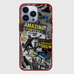 Чехол для iPhone 13 Pro Spider-man comics, цвет: 3D-красный