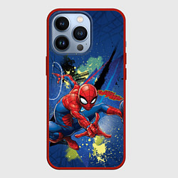 Чехол для iPhone 13 Pro Spider-man with a spider web, цвет: 3D-красный