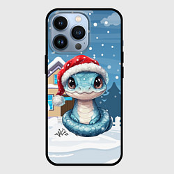 Чехол для iPhone 13 Pro Новогодняя голубая змейка символ 2025, цвет: 3D-черный