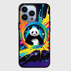 Чехол для iPhone 13 Pro Панда на фоне взрыва красок, цвет: 3D-черный