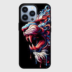 Чехол для iPhone 13 Pro Фантазийный красочный тигр - ирезуми, цвет: 3D-черный