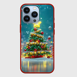 Чехол для iPhone 13 Pro Новогодняя объемная елочка, цвет: 3D-красный