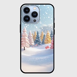 Чехол для iPhone 13 Pro Объемные разноцветные елки, цвет: 3D-черный