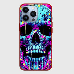 Чехол для iPhone 13 Pro Cool skull sketch - blots, цвет: 3D-красный