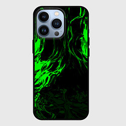 Чехол для iPhone 13 Pro Зелёная энергия на чёрном фоне, цвет: 3D-черный