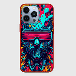 Чехол для iPhone 13 Pro Cyber dude with glasses - blots, цвет: 3D-красный