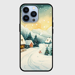 Чехол для iPhone 13 Pro Праздничная деревушка, цвет: 3D-черный