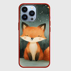 Чехол для iPhone 13 Pro Лисица в новогоднем лесу, цвет: 3D-красный