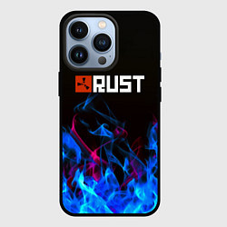 Чехол для iPhone 13 Pro Rust neon flame, цвет: 3D-черный