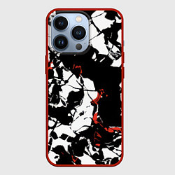 Чехол для iPhone 13 Pro Черно-красный камуфляж, цвет: 3D-красный