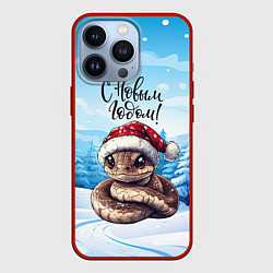 Чехол для iPhone 13 Pro Новогодняя змея символ 2025 года, цвет: 3D-красный