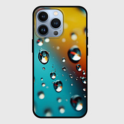 Чехол для iPhone 13 Pro Крупные капли на цветном фоне, цвет: 3D-черный