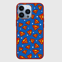 Чехол для iPhone 13 Pro Супермен паттерн, цвет: 3D-красный