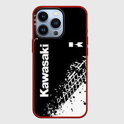 Чехол для iPhone 13 Pro Kawasaki - следы от шин, цвет: 3D-красный