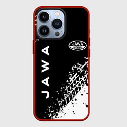 Чехол для iPhone 13 Pro Jawa - следы от шин, цвет: 3D-красный