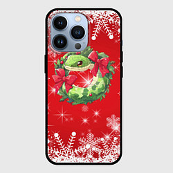 Чехол для iPhone 13 Pro Новогодний венок из змейки 2025, цвет: 3D-черный