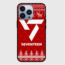 Чехол для iPhone 13 Pro Новогодний Seventeen с оленями, цвет: 3D-черный