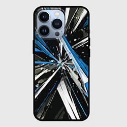 Чехол для iPhone 13 Pro Чёрно-сине-белая абстракция, цвет: 3D-черный