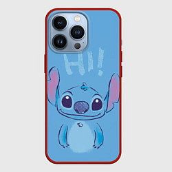 Чехол для iPhone 13 Pro Stitch says hi, цвет: 3D-красный