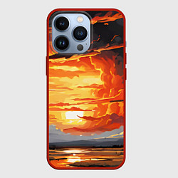 Чехол для iPhone 13 Pro Багровый закат, цвет: 3D-красный