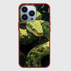 Чехол для iPhone 13 Pro Змея в траве, цвет: 3D-красный