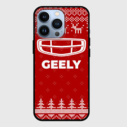 Чехол для iPhone 13 Pro Новогодний Geely с оленями, цвет: 3D-черный
