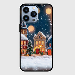 Чехол для iPhone 13 Pro Домики новогодние, цвет: 3D-черный