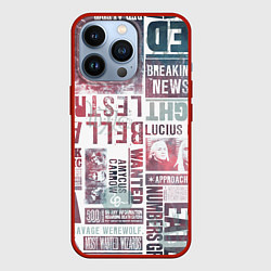 Чехол для iPhone 13 Pro Паттерн газеты - Гарри Поттер Сириус Блэк и Люциус, цвет: 3D-красный