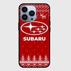 Чехол для iPhone 13 Pro Новогодний Subaru с оленями, цвет: 3D-черный