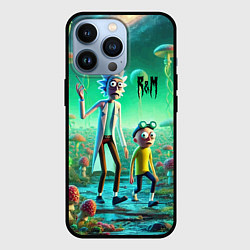 Чехол для iPhone 13 Pro Рик и Морти изучают планету мухоморов - нейроарт ф, цвет: 3D-черный