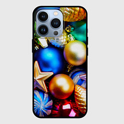 Чехол для iPhone 13 Pro Новогодние украшения, цвет: 3D-черный