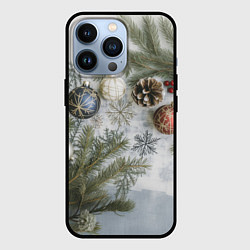 Чехол для iPhone 13 Pro Новогодние ветки, цвет: 3D-черный