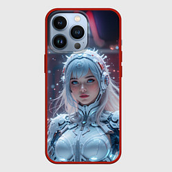 Чехол для iPhone 13 Pro Зимняя девушка в кибер костюме, цвет: 3D-красный