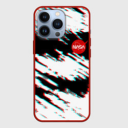 Чехол для iPhone 13 Pro Nasa glitch color, цвет: 3D-красный