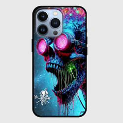 Чехол для iPhone 13 Pro Metallica - crazy skeleton with headphones, цвет: 3D-черный