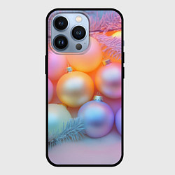 Чехол для iPhone 13 Pro Нежные новогодние шарики, цвет: 3D-черный