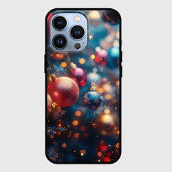 Чехол для iPhone 13 Pro Красные и синие шары на фоне елки, цвет: 3D-черный