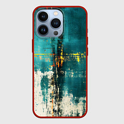 Чехол для iPhone 13 Pro Ржавчина сине-белая, цвет: 3D-красный