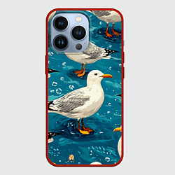 Чехол для iPhone 13 Pro Чайка, цвет: 3D-красный