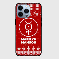 Чехол для iPhone 13 Pro Новогодний Marilyn Manson с оленями, цвет: 3D-черный