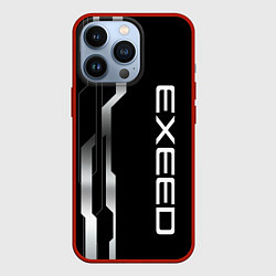 Чехол для iPhone 13 Pro Exeed - металлические полосы, цвет: 3D-красный