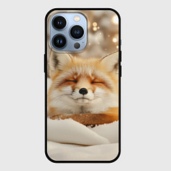 Чехол для iPhone 13 Pro Сонная лисица зимой, цвет: 3D-черный