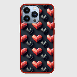 Чехол для iPhone 13 Pro Геометрические сердечки, цвет: 3D-красный