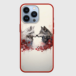 Чехол для iPhone 13 Pro Wolfs love, цвет: 3D-красный