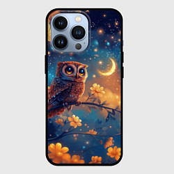 Чехол для iPhone 13 Pro Сова на ветке, цвет: 3D-черный