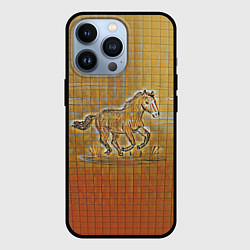 Чехол для iPhone 13 Pro Конь на тетрадном листе, цвет: 3D-черный