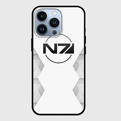 Чехол для iPhone 13 Pro Mass Effect white poly, цвет: 3D-черный