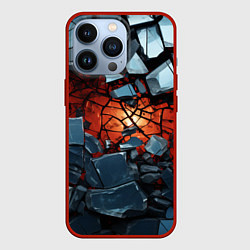 Чехол для iPhone 13 Pro Разбиты камни в текстуре, цвет: 3D-красный