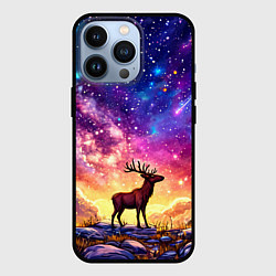 Чехол для iPhone 13 Pro Лось и звездное небо, цвет: 3D-черный